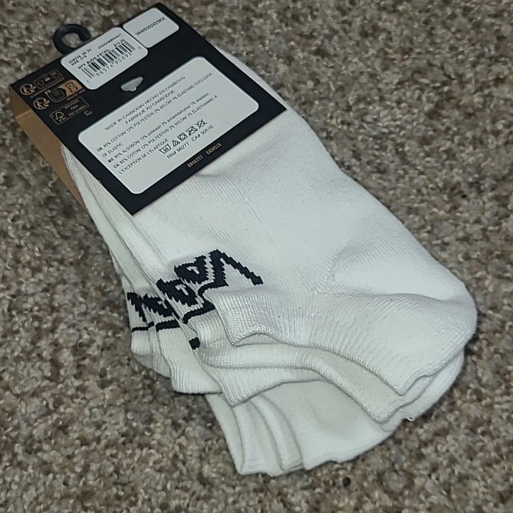 Vans White Crew Athletic Socks with Black Logo Accent